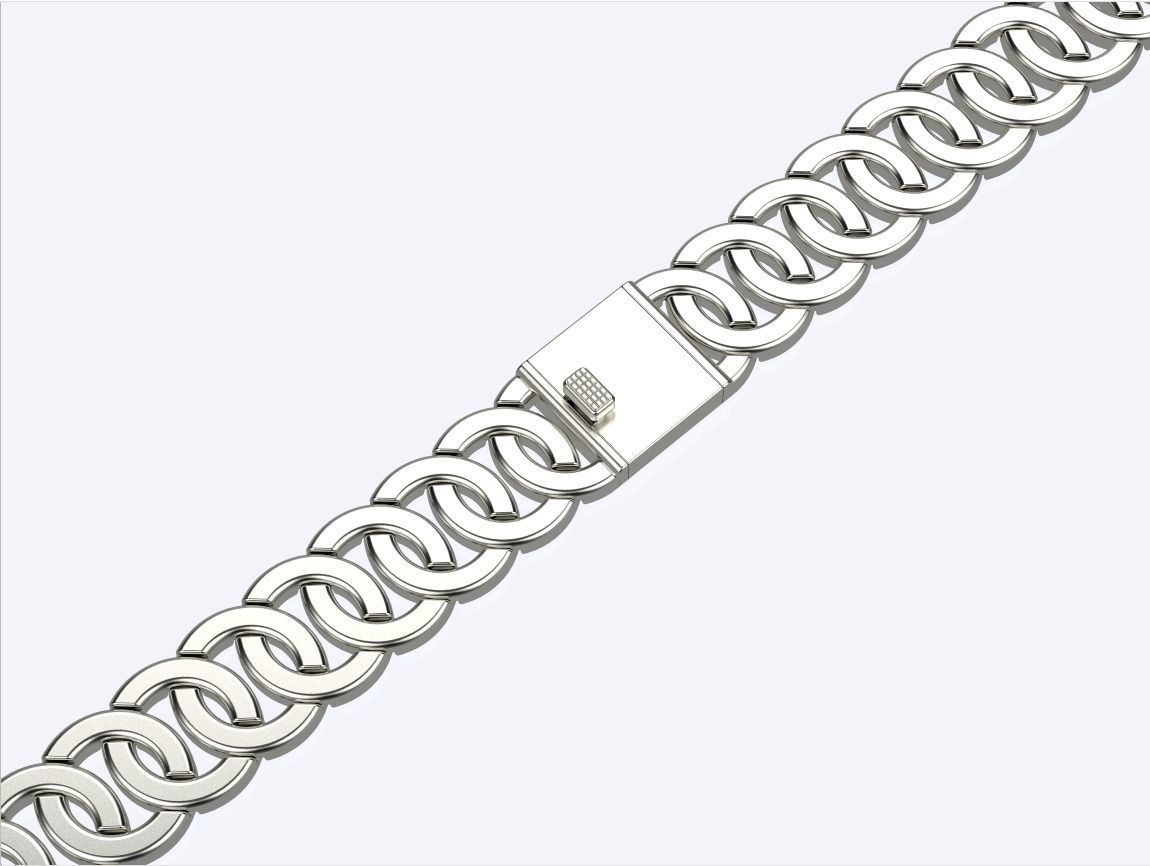 women cuban chain cuban bracelet 3D print model_6