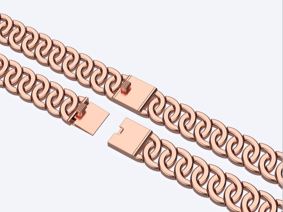 women cuban chain cuban bracelet 3D print model_2