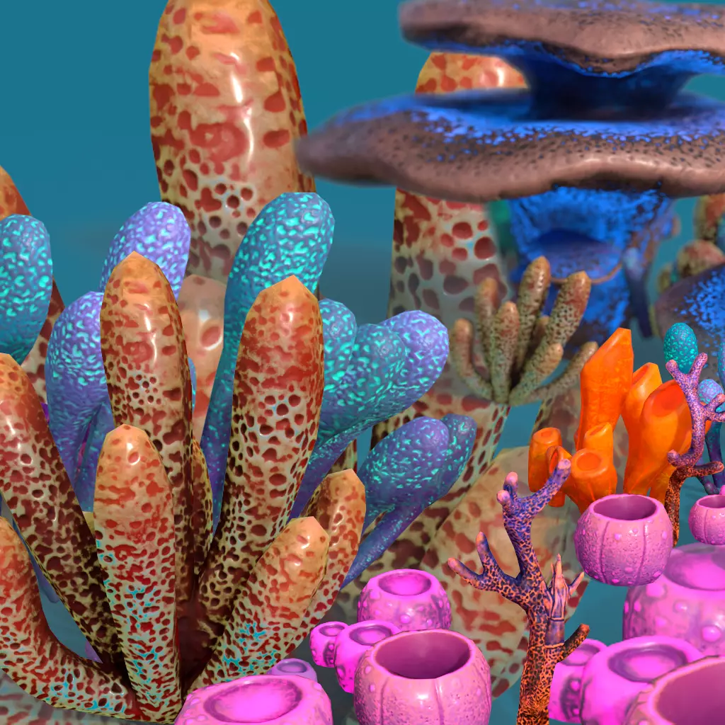 Aqua Plants Low-poly 3D model
