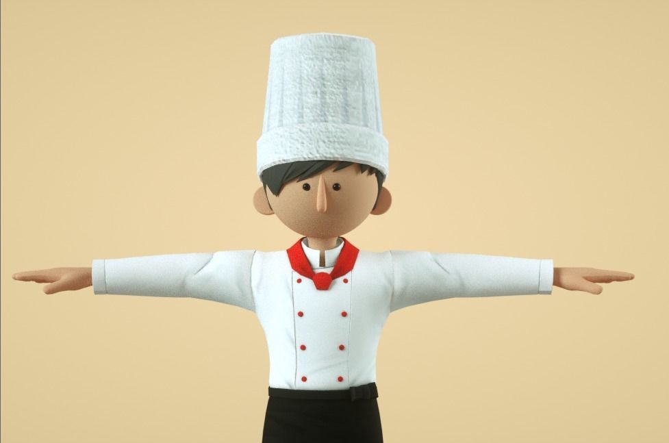 cartoon chef boy 3D model_1