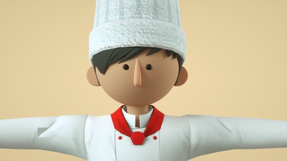 cartoon chef boy 3D model_2