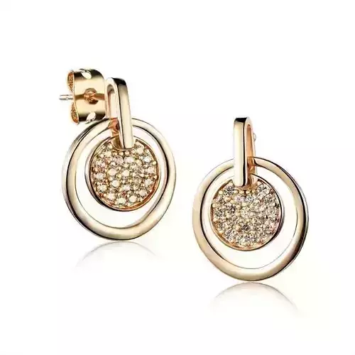 YD224 two gold - plated earrings with diamonds