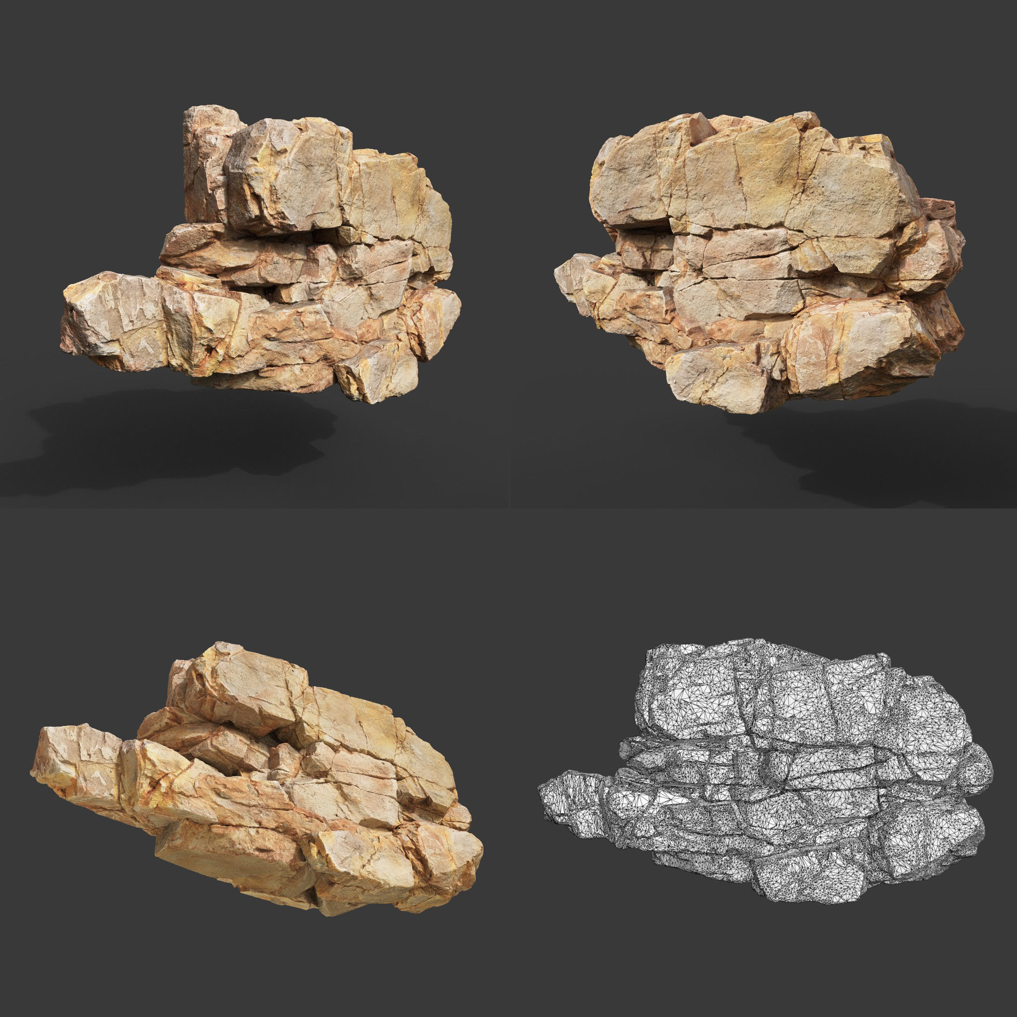 High Poly Yellow Cliff Face 221208 - Ultra HD 16K Texture 3D model_16