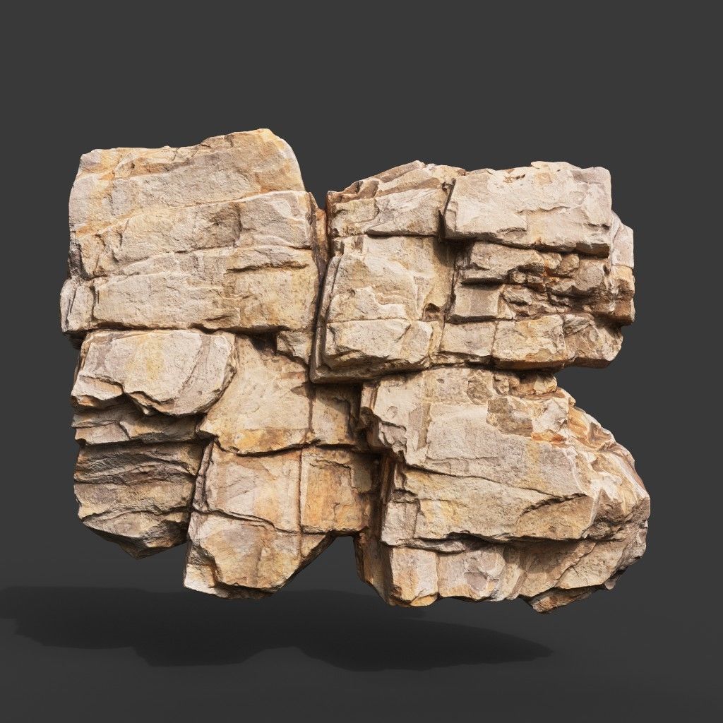 High Poly Yellow Cliff Face 221208 - Ultra HD 16K Texture 3D model_5