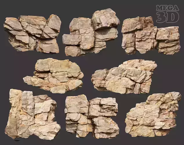 High Poly Yellow Cliff Face 221208 - Ultra HD 16K Texture 3D model