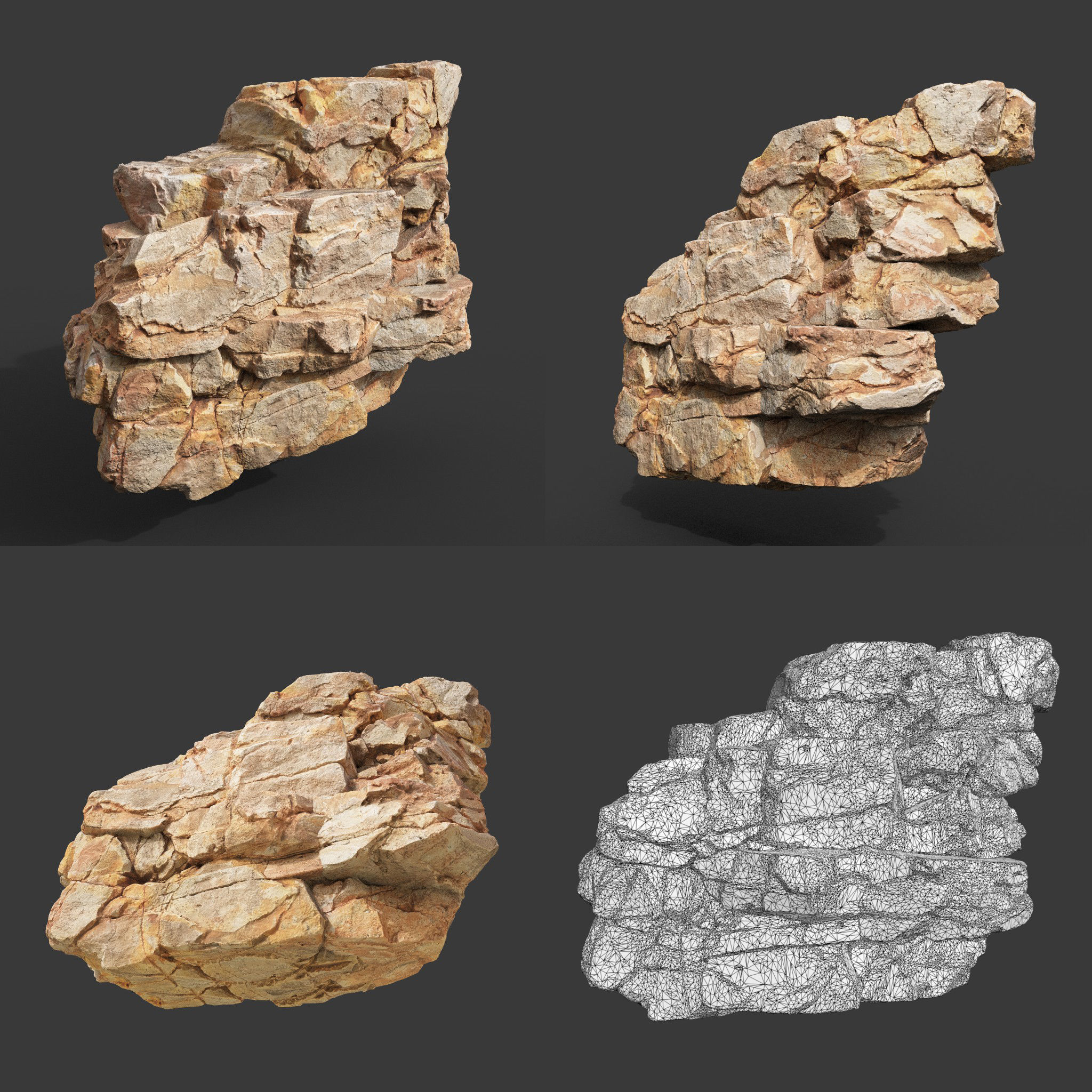 High Poly Yellow Cliff Face 221208 - Ultra HD 16K Texture 3D model_12