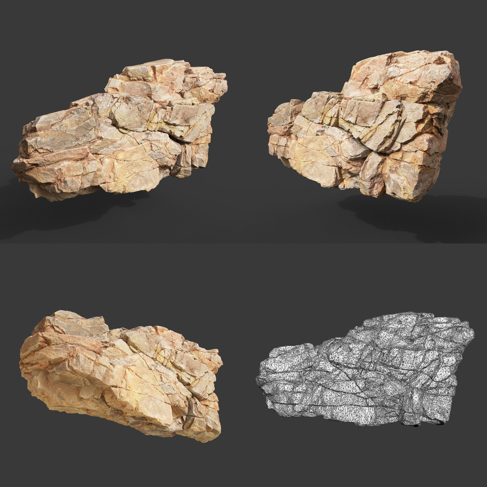 High Poly Yellow Cliff Face 221208 - Ultra HD 16K Texture 3D model_14