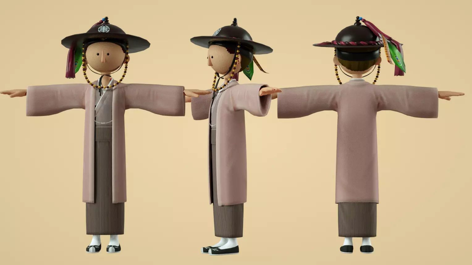cartoon ancient boy 3D model_0