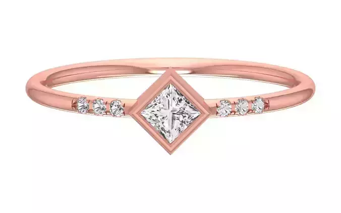 Solitaire Women Light Weight Princess Stone Band Ring