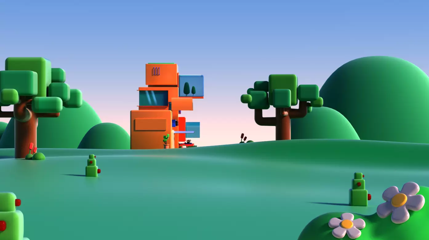 cartoon forest scene 3D model