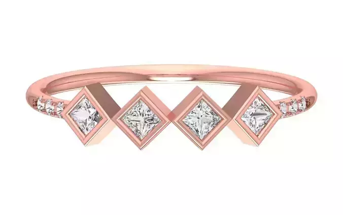 Solitaire Women Light Weight Princess Stone Band Ring