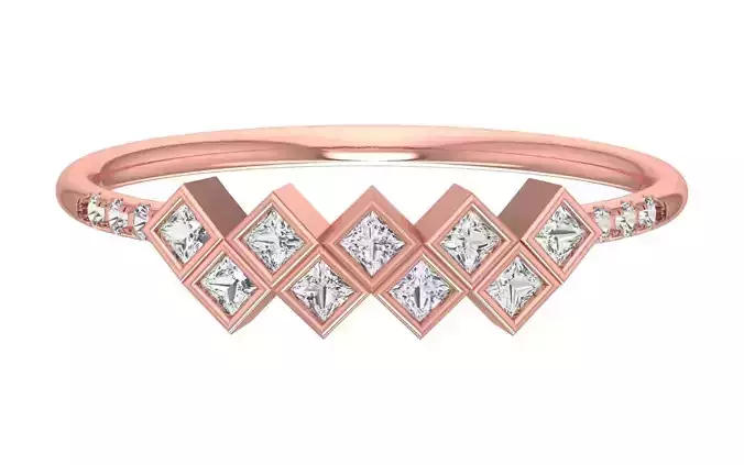 Solitaire Women Light Weight Princess Stone Band Ring