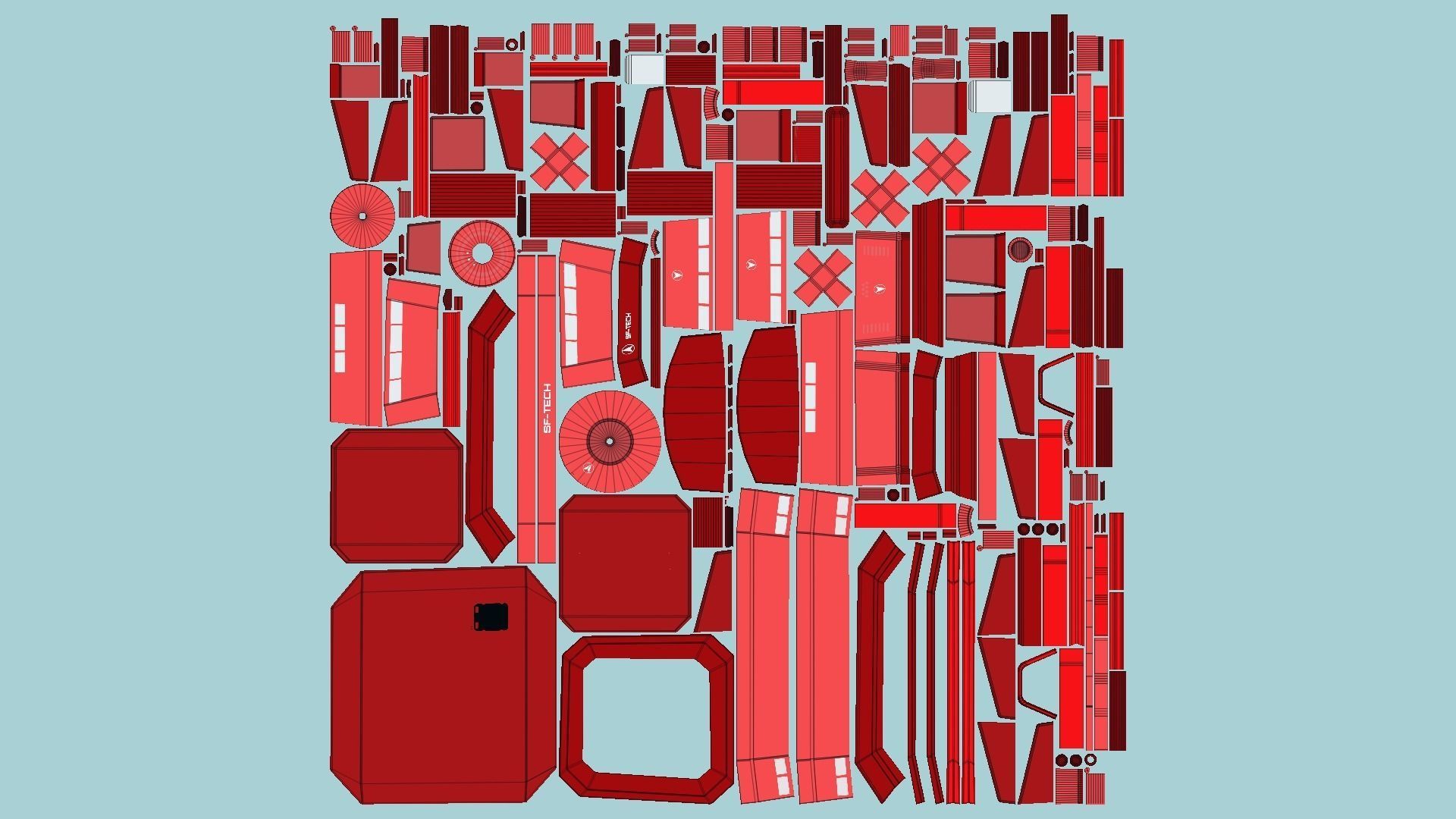 SciFi Facility B05 Red - Sci Fi Exterior Design Low-poly 3D model_5