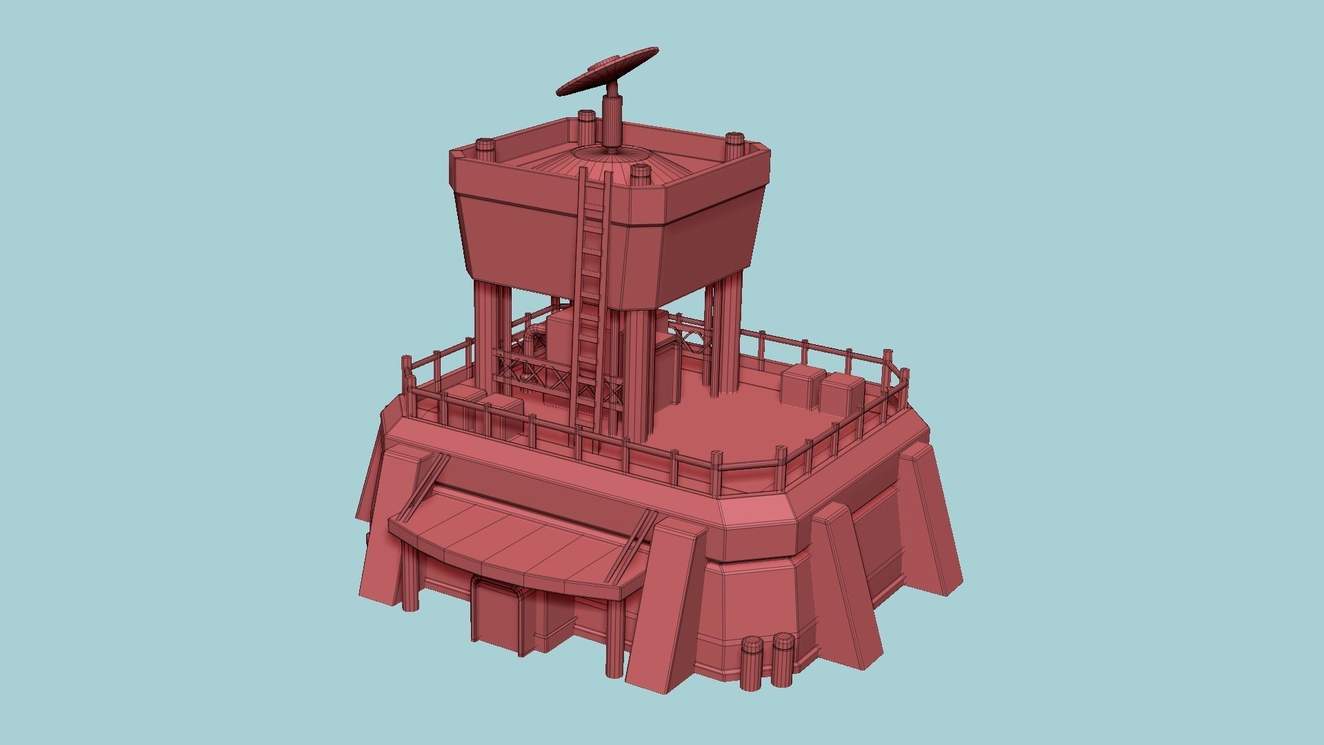 SciFi Facility B05 Red - Sci Fi Exterior Design Low-poly 3D model_18