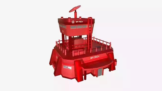 SciFi Facility B05 Red - Sci Fi Exterior Design Low-poly 3D model