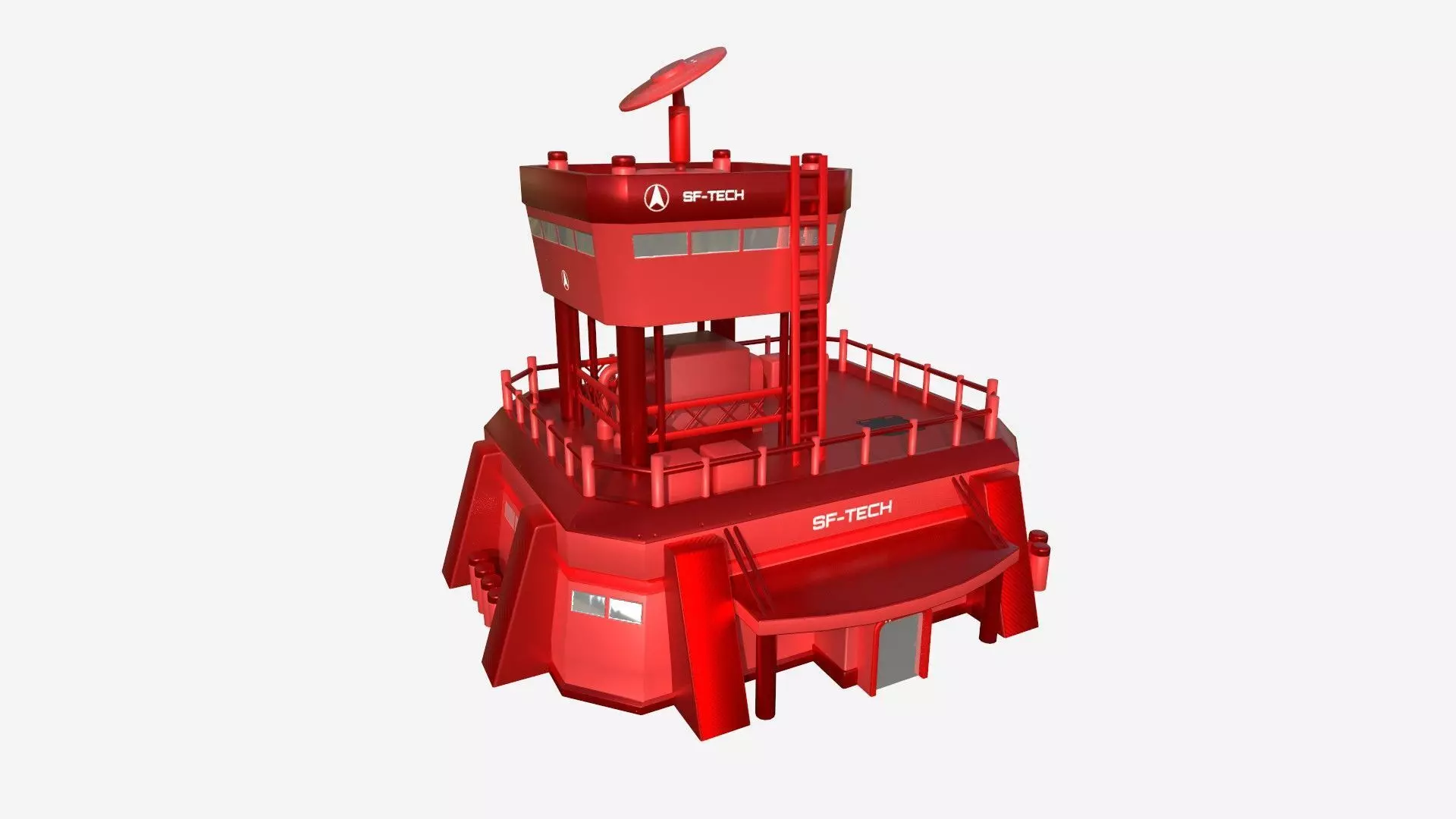 SciFi Facility B05 Red - Sci Fi Exterior Design Low-poly 3D model_0