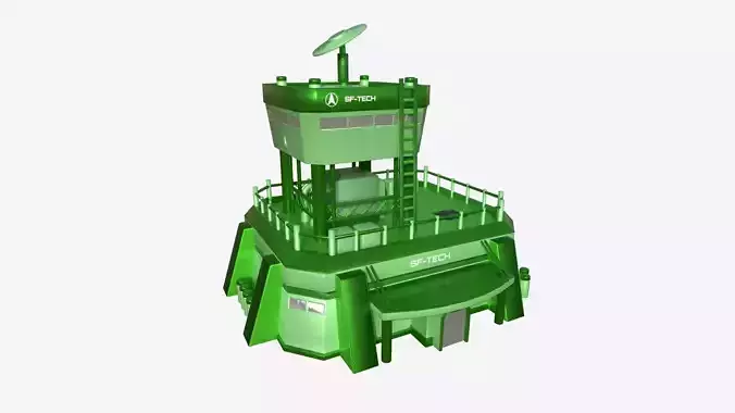 SciFi Facility B06 Green - Sci Fi Exterior Design Low-poly 3D model