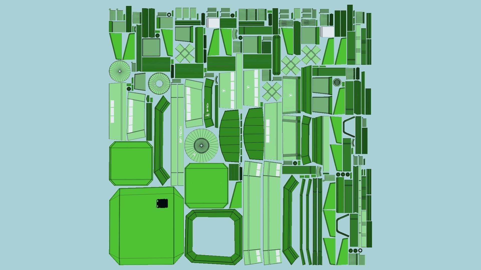SciFi Facility B06 Green - Sci Fi Exterior Design Low-poly 3D model_5