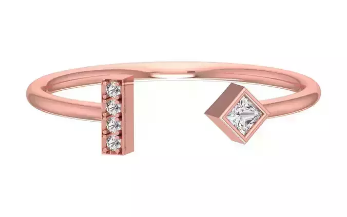 Solitaire Women Light Weight Princess Stone Band Ring