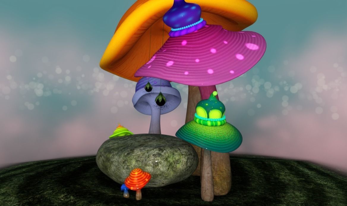 mistical Mushroom Rock 3D model_4