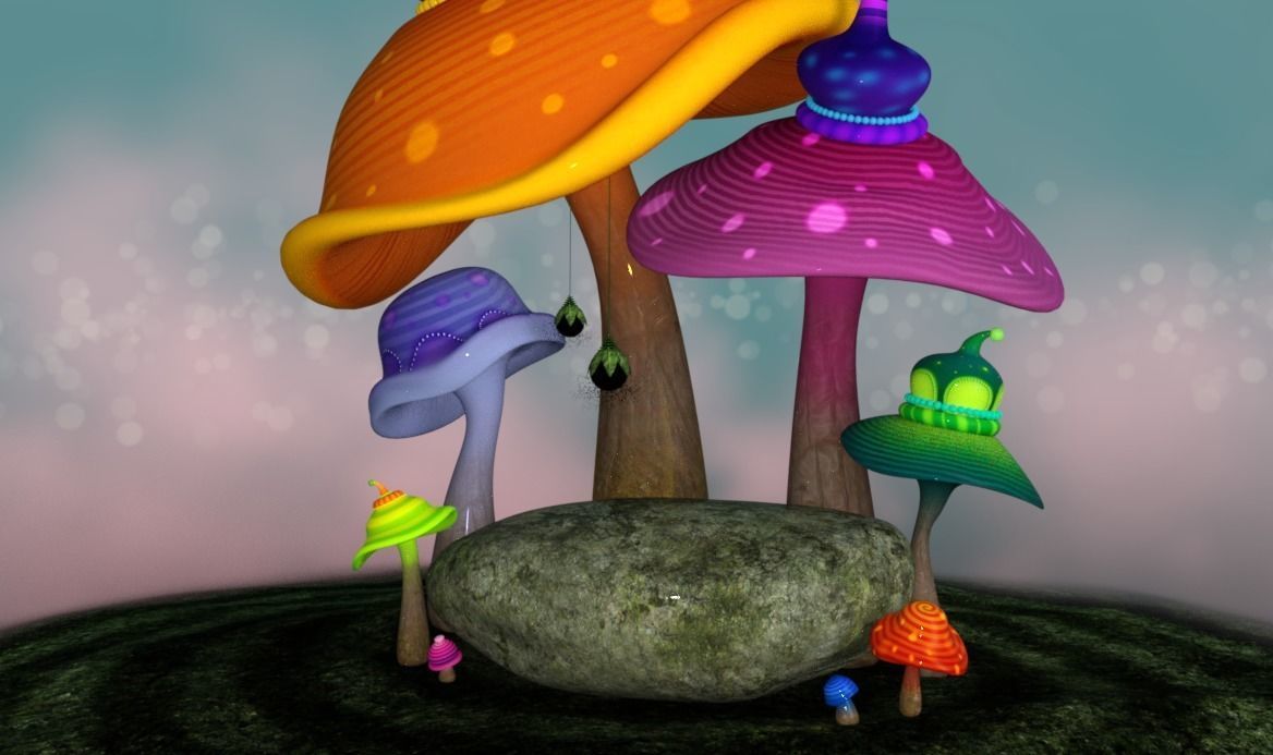 mistical Mushroom Rock 3D model_1