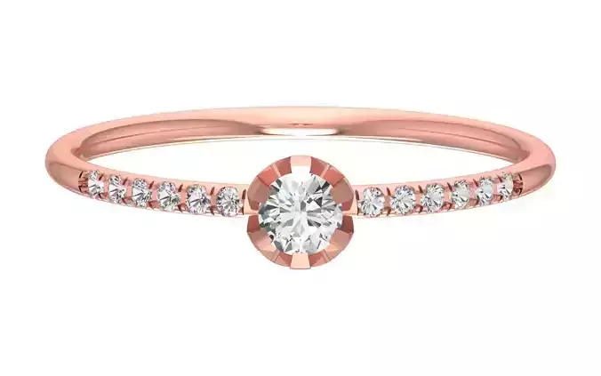 Solitaire Women Light Weight Band Ring