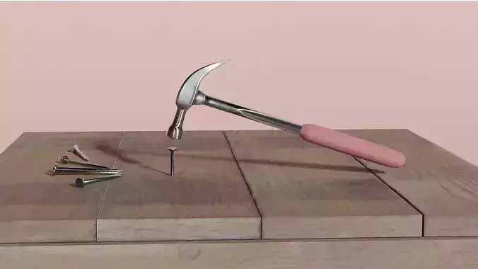 Hammer and nail Free 3D model