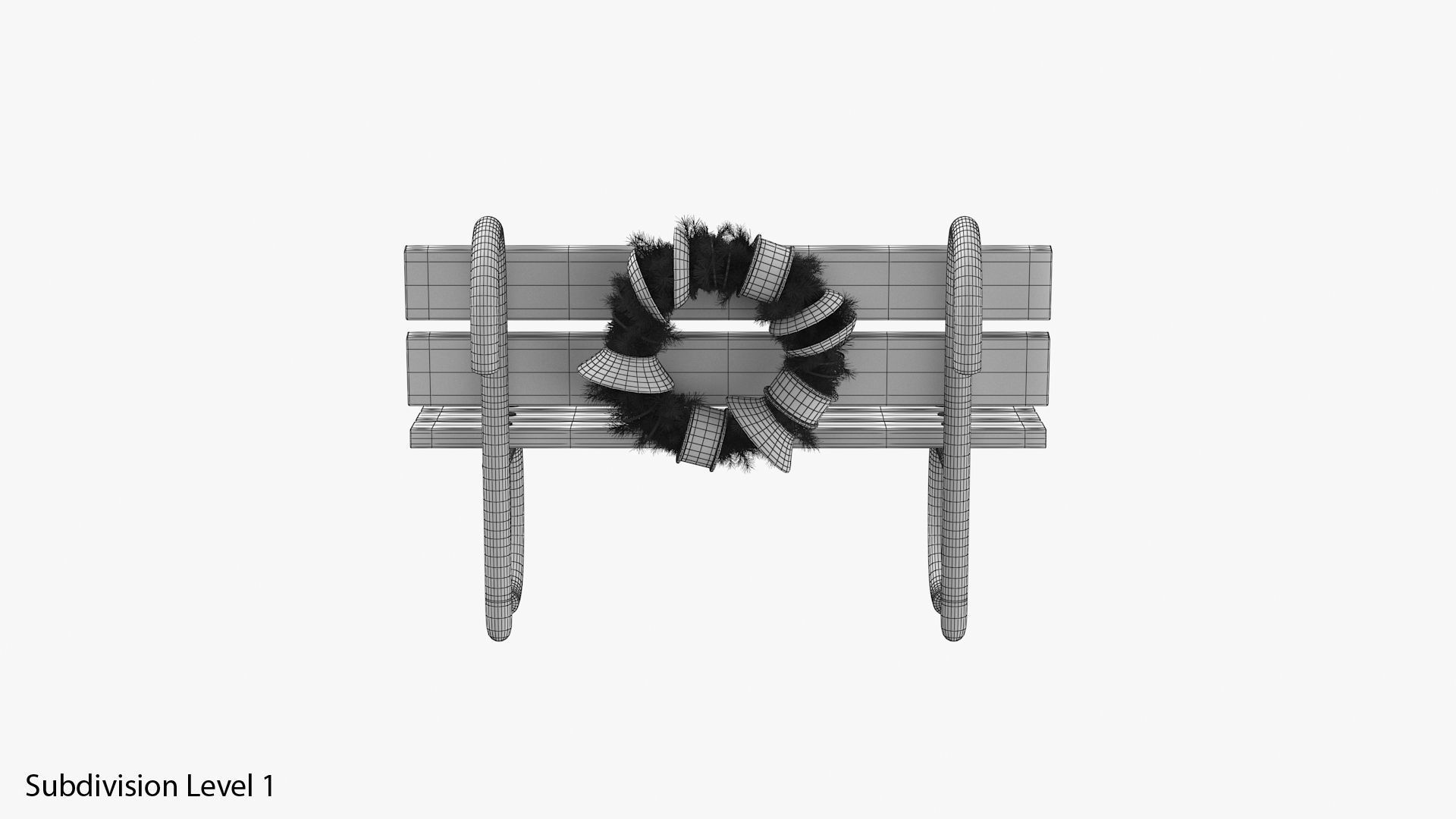 Christmas Bench Free 3D model_7