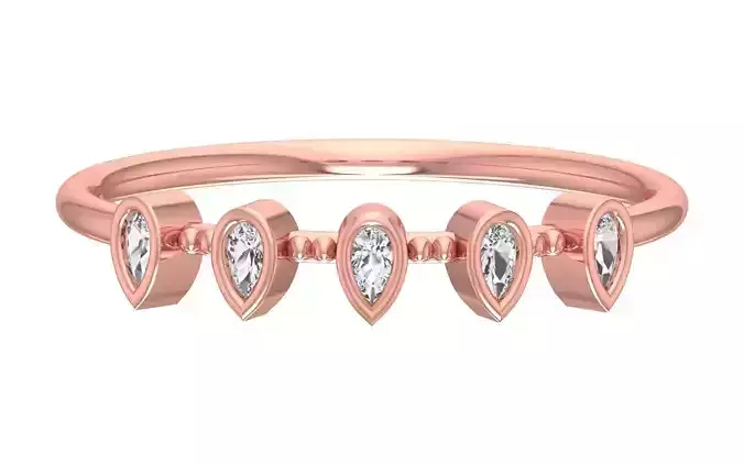 Solitaire Women Light Weight Pear Stone Band Ring