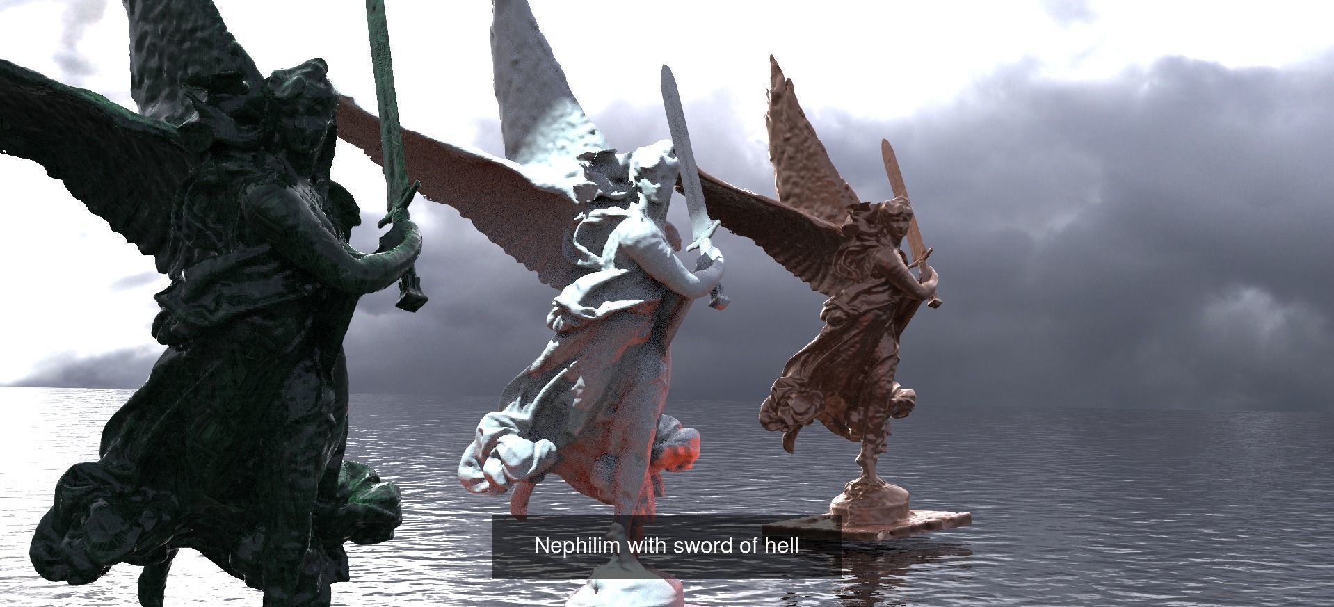 Angelic Female Statues 3D Model Collection_6