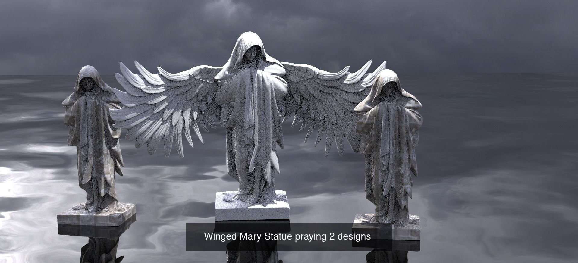 Angelic Female Statues 3D Model Collection_8