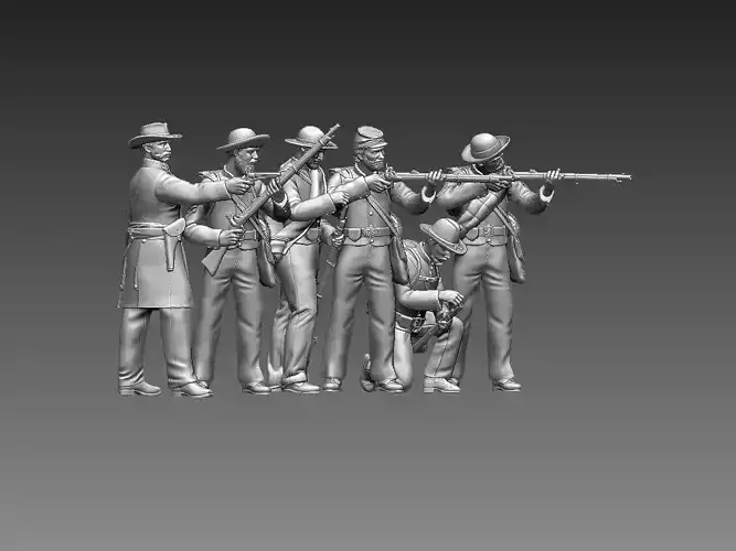 Attack Soldiers Confederate us civil war 3D print model