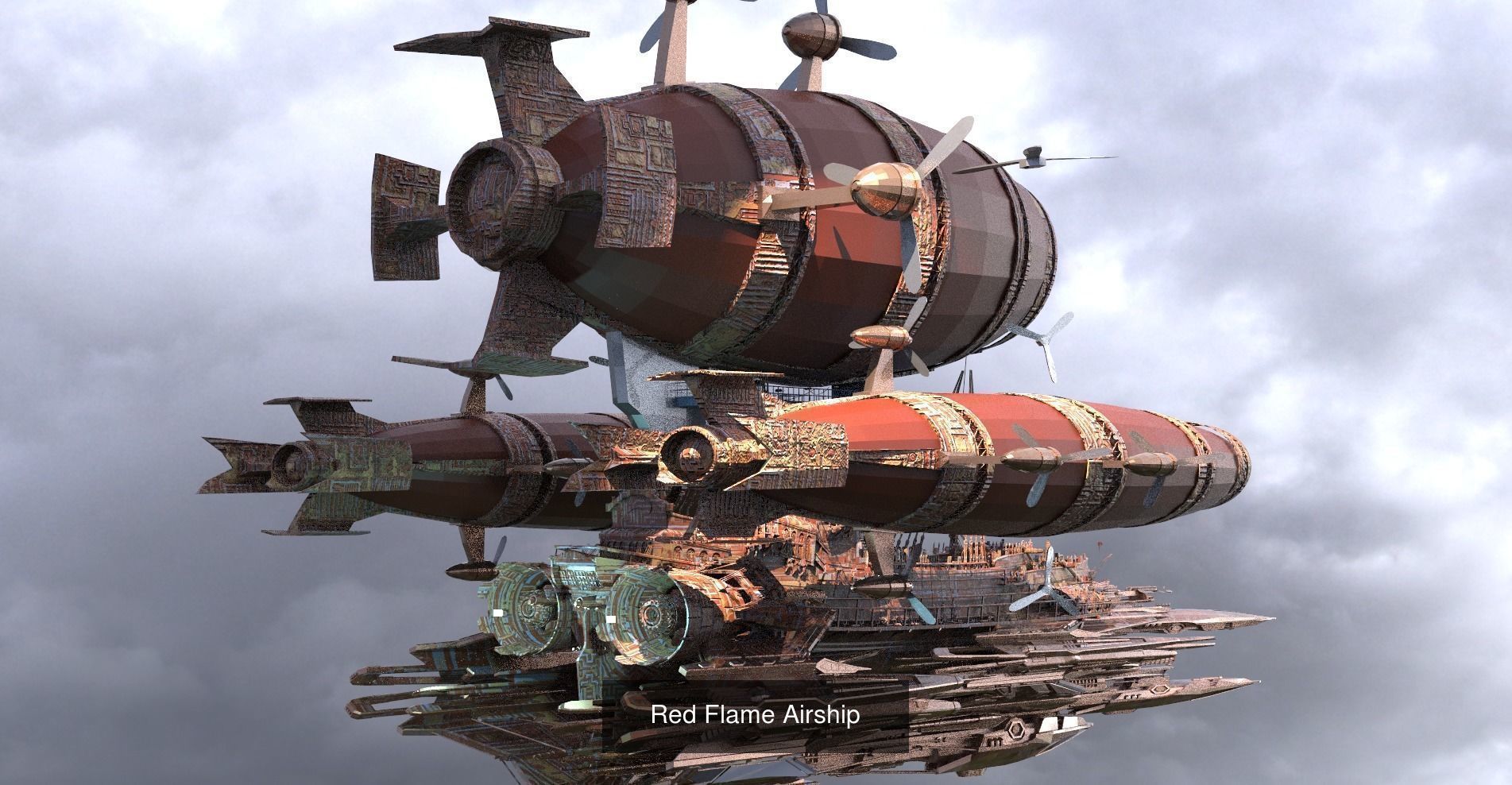 Historical Fantasy Airships 1 3D Model Collection_6
