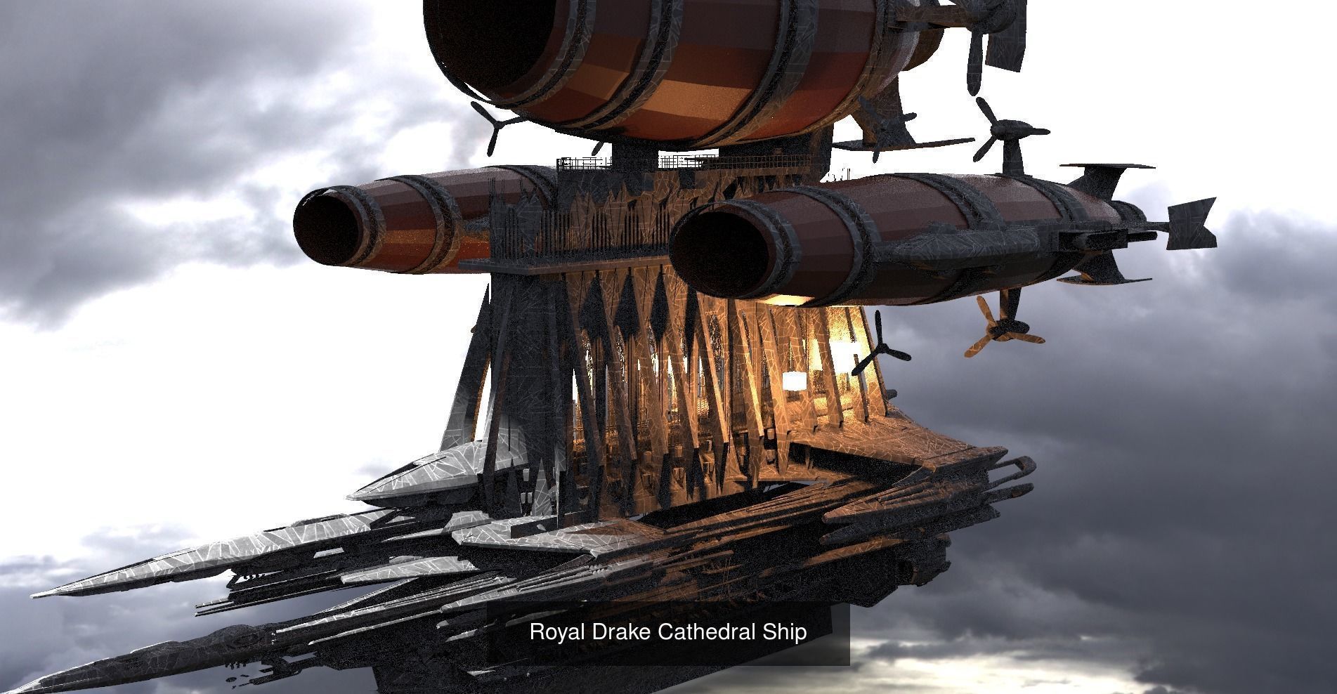 Historical Fantasy Airships 1 3D Model Collection_9