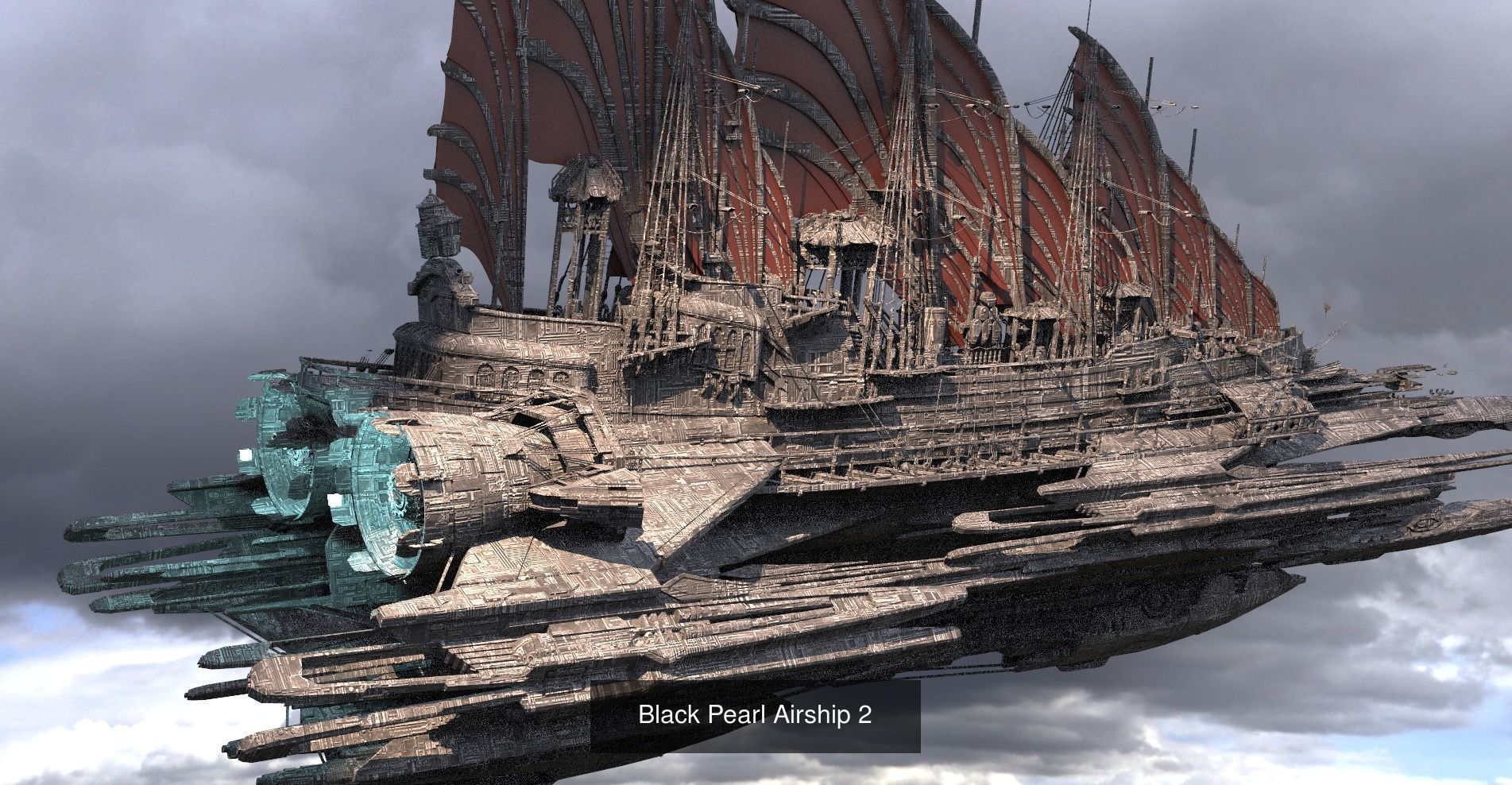 Historical Fantasy Airships 1 3D Model Collection_5