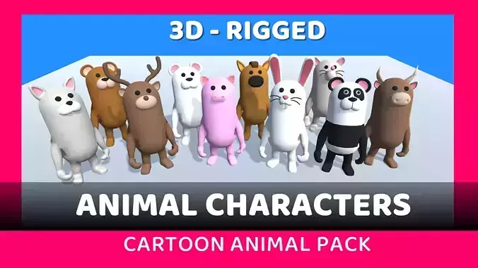 Lowpoly Animal Characters - Cartoon Humanoid Animal Characters Low-poly 3D model