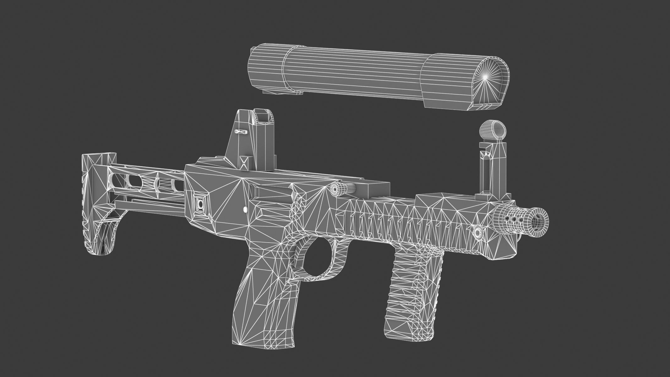 CF 05 Submachine gun Low Poly PBR Realistic Low-poly 3D model_19