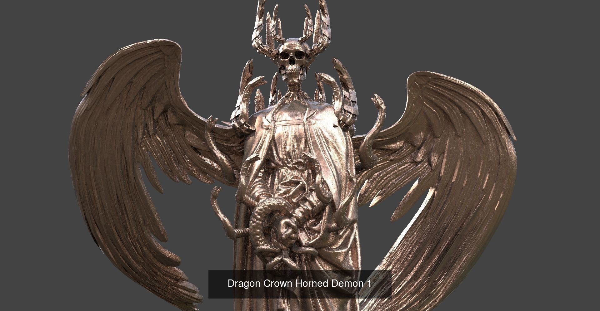 Crown Fantasy Angel statues 3D Model Collection_7