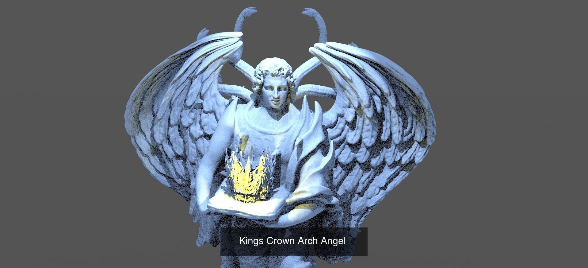 Crown Fantasy Angel statues 3D Model Collection_10