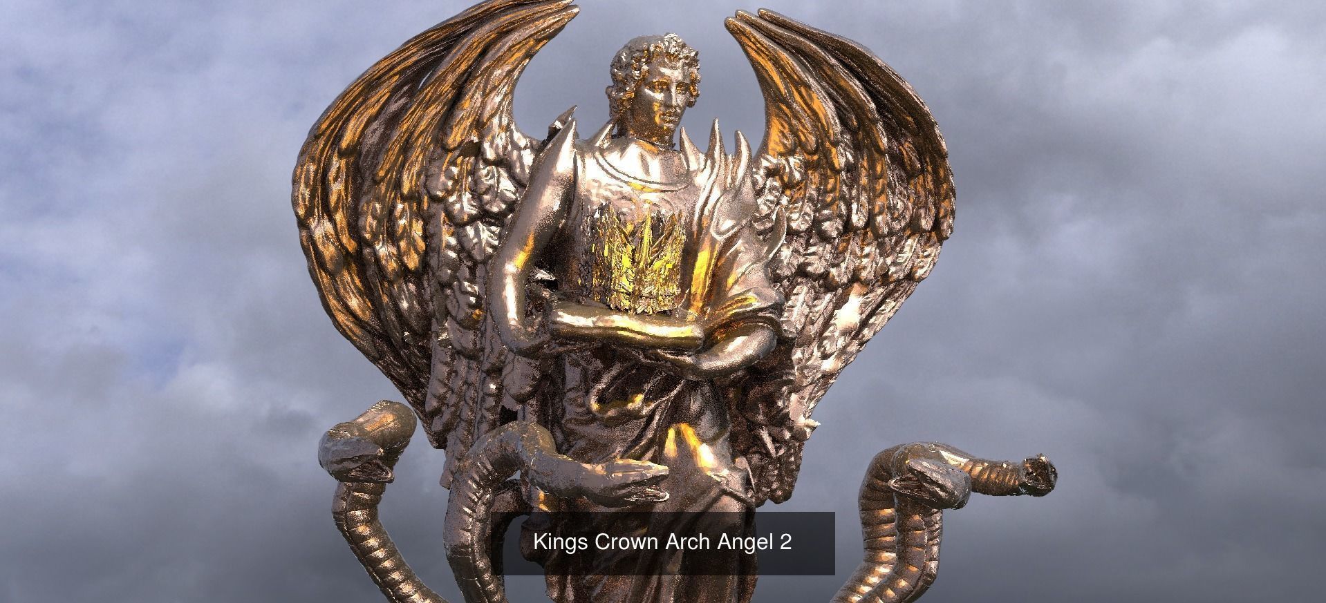 Crown Fantasy Angel statues 3D Model Collection_11