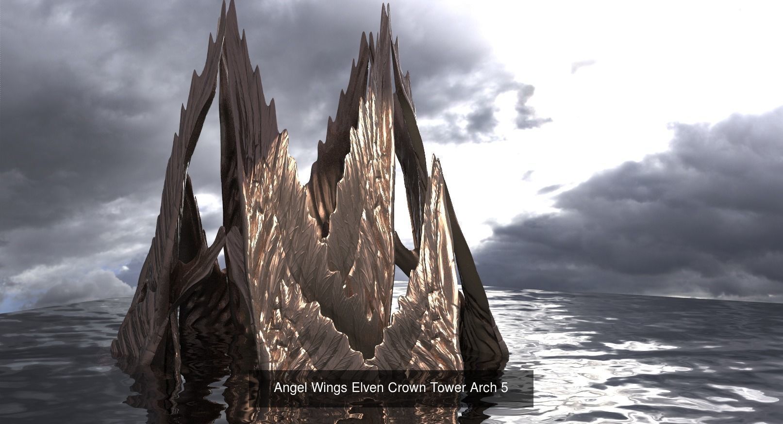 Crown Fantasy Angel statues 3D Model Collection_1