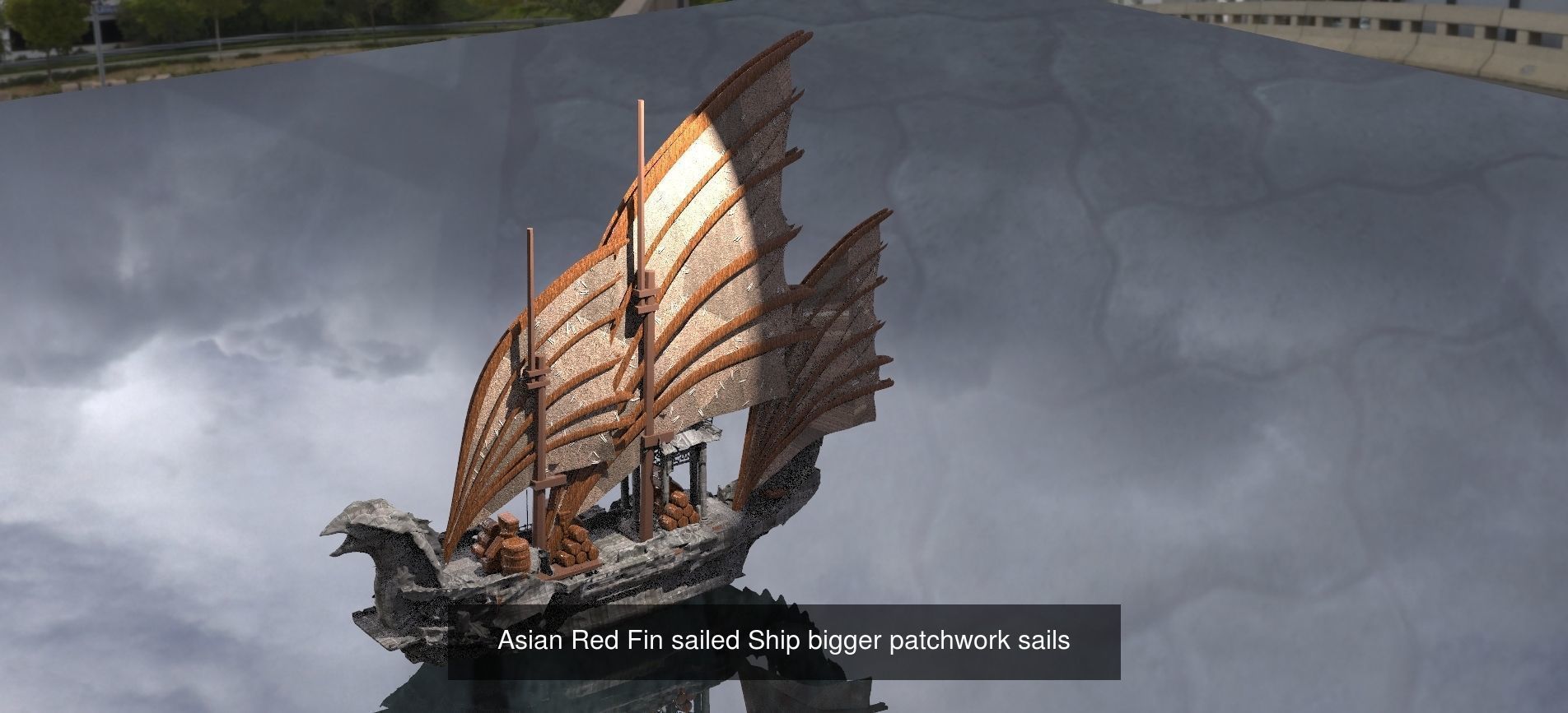 Asian Themed Historical Fantasy Ships 3D Model Collection_4