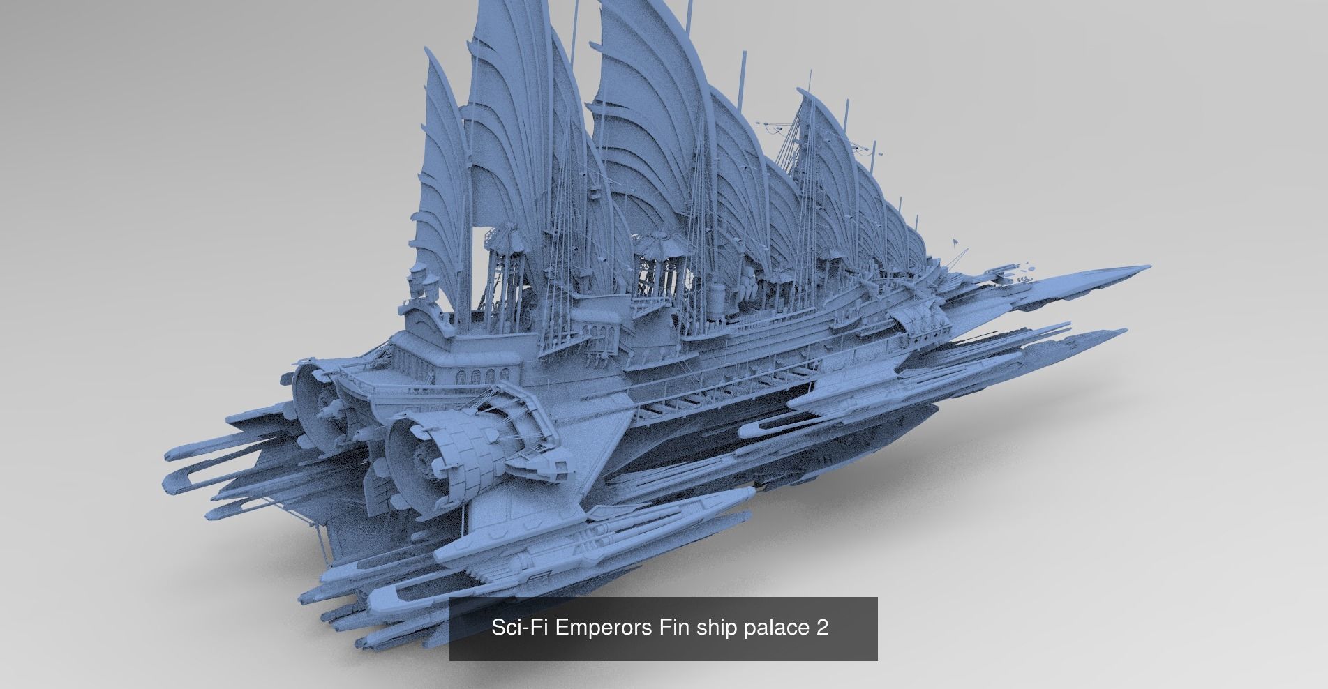 Asian Themed Historical Fantasy Ships 3D Model Collection_7