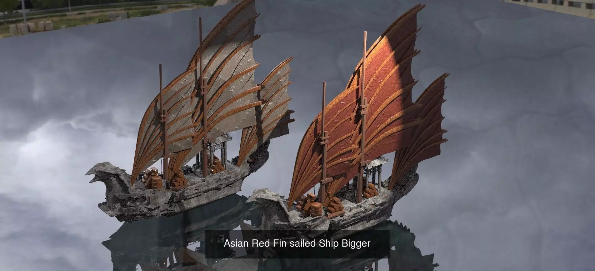 Asian Themed Historical Fantasy Ships 3D Model Collection_0