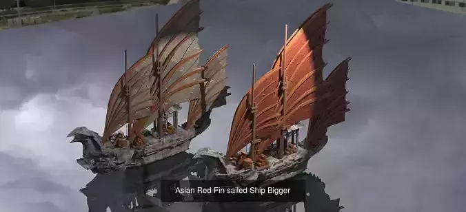 Asian Themed Historical Fantasy Ships 3D Model Collection