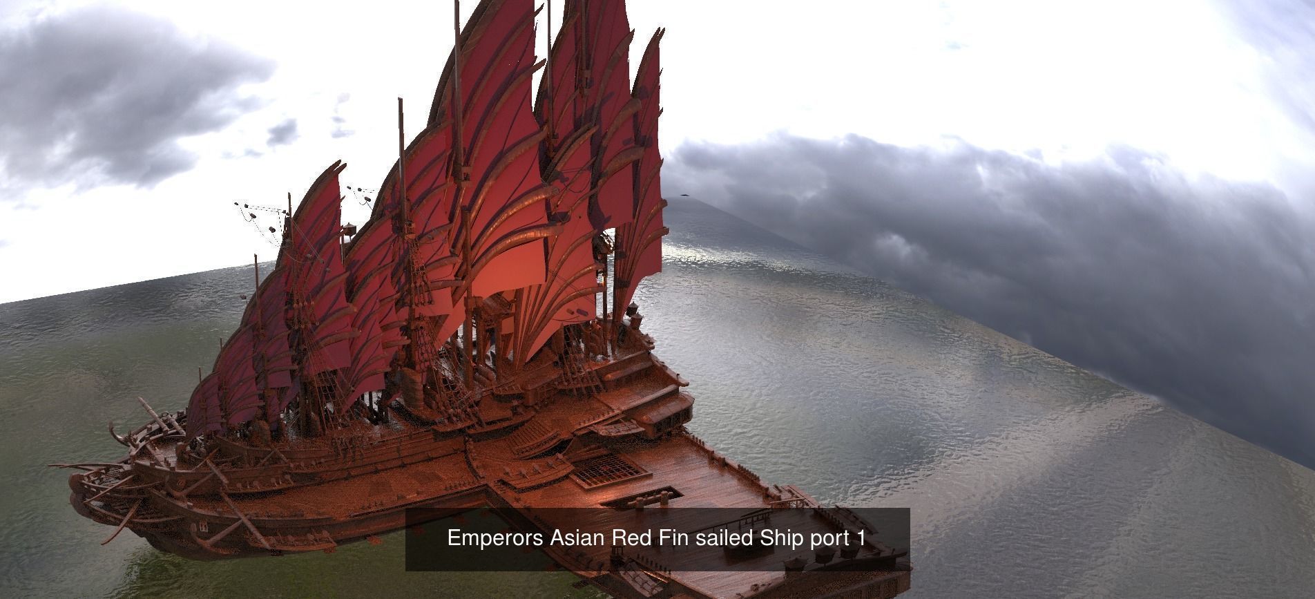 Asian Themed Historical Fantasy Ships 3D Model Collection_6