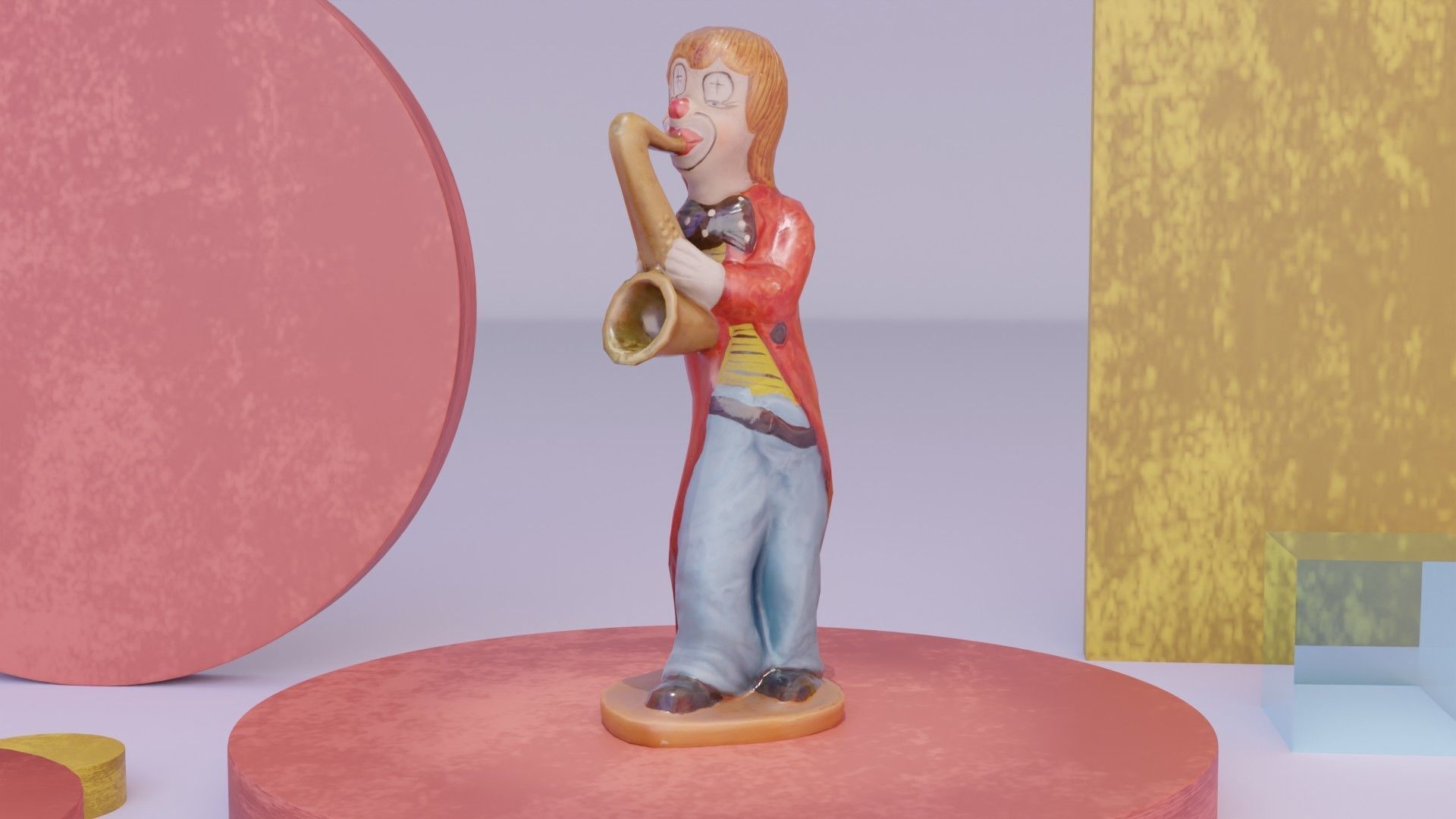 Clown statuette Low-poly 3D model_10