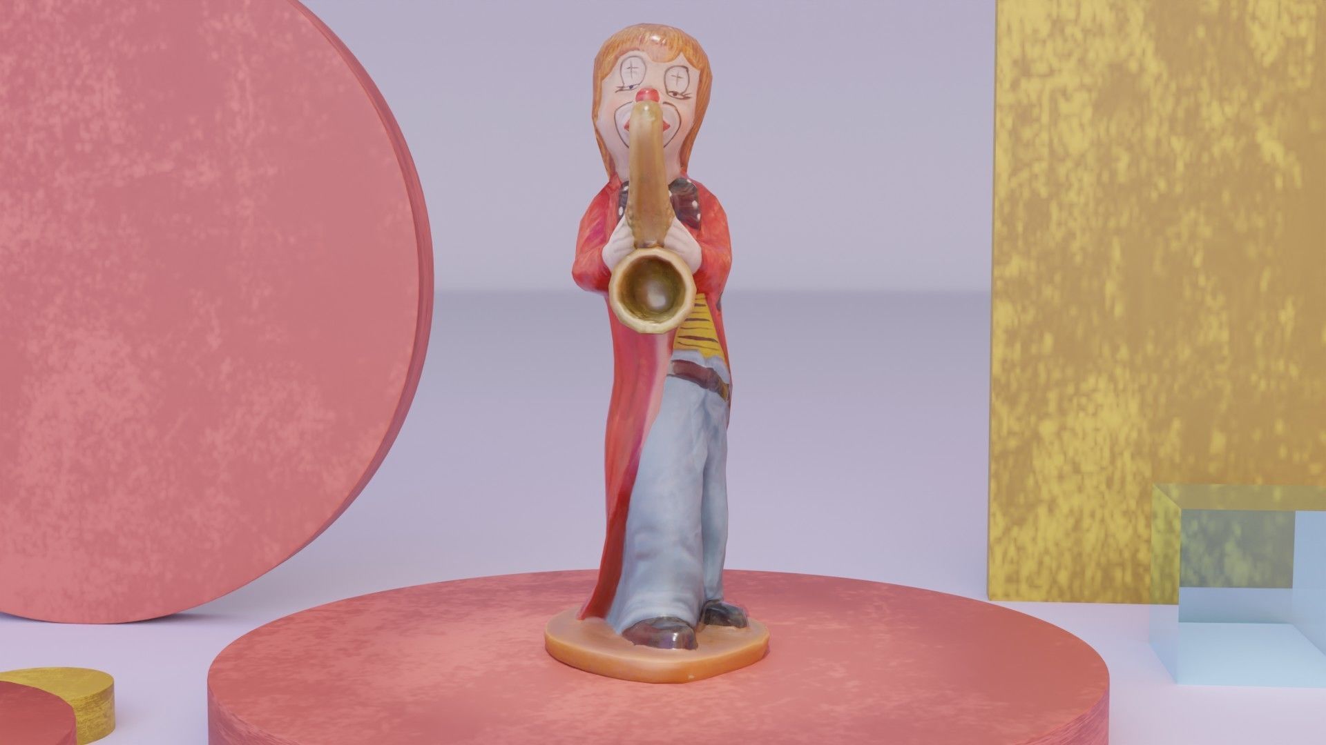 Clown statuette Low-poly 3D model_1
