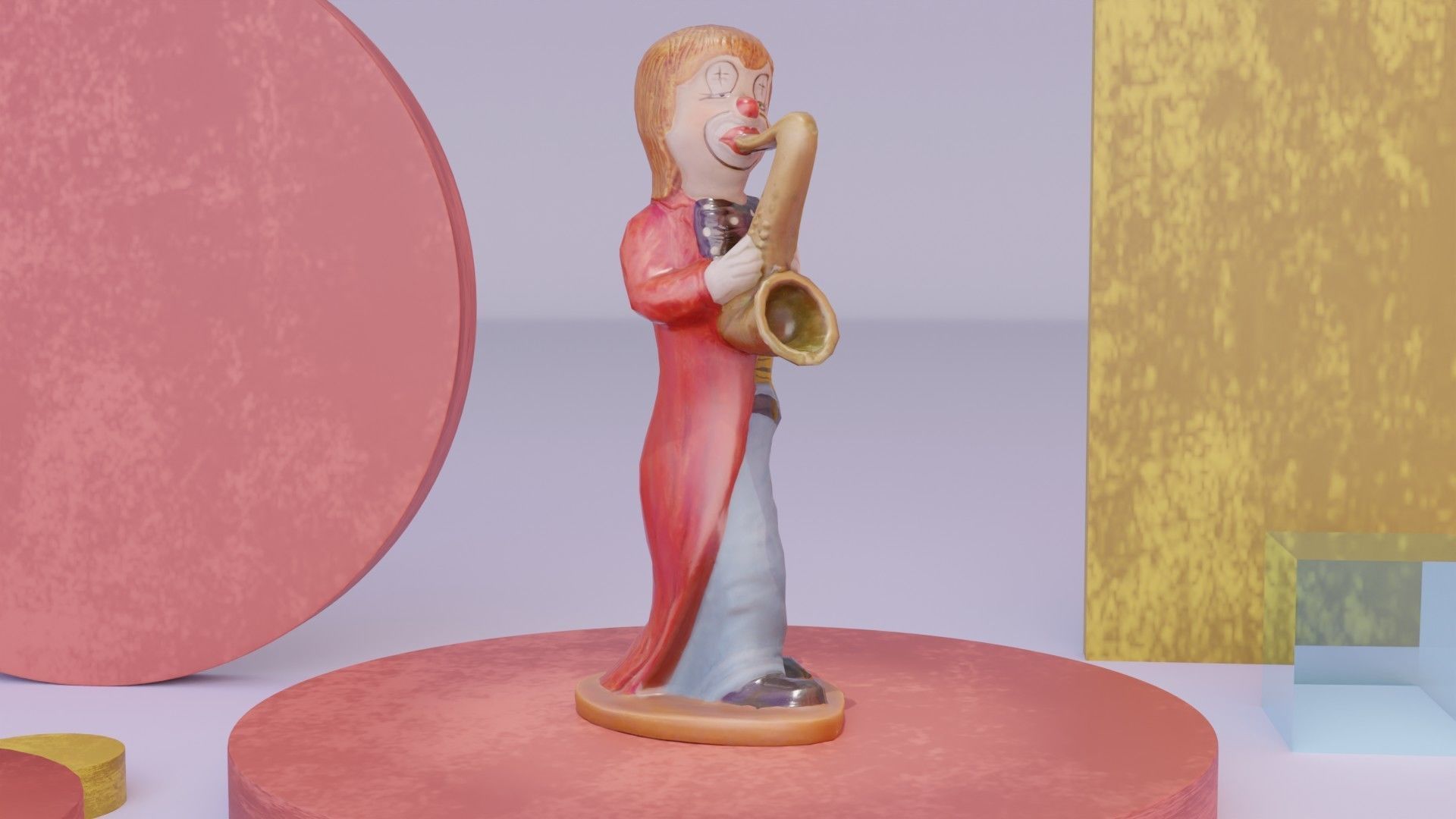 Clown statuette Low-poly 3D model_2