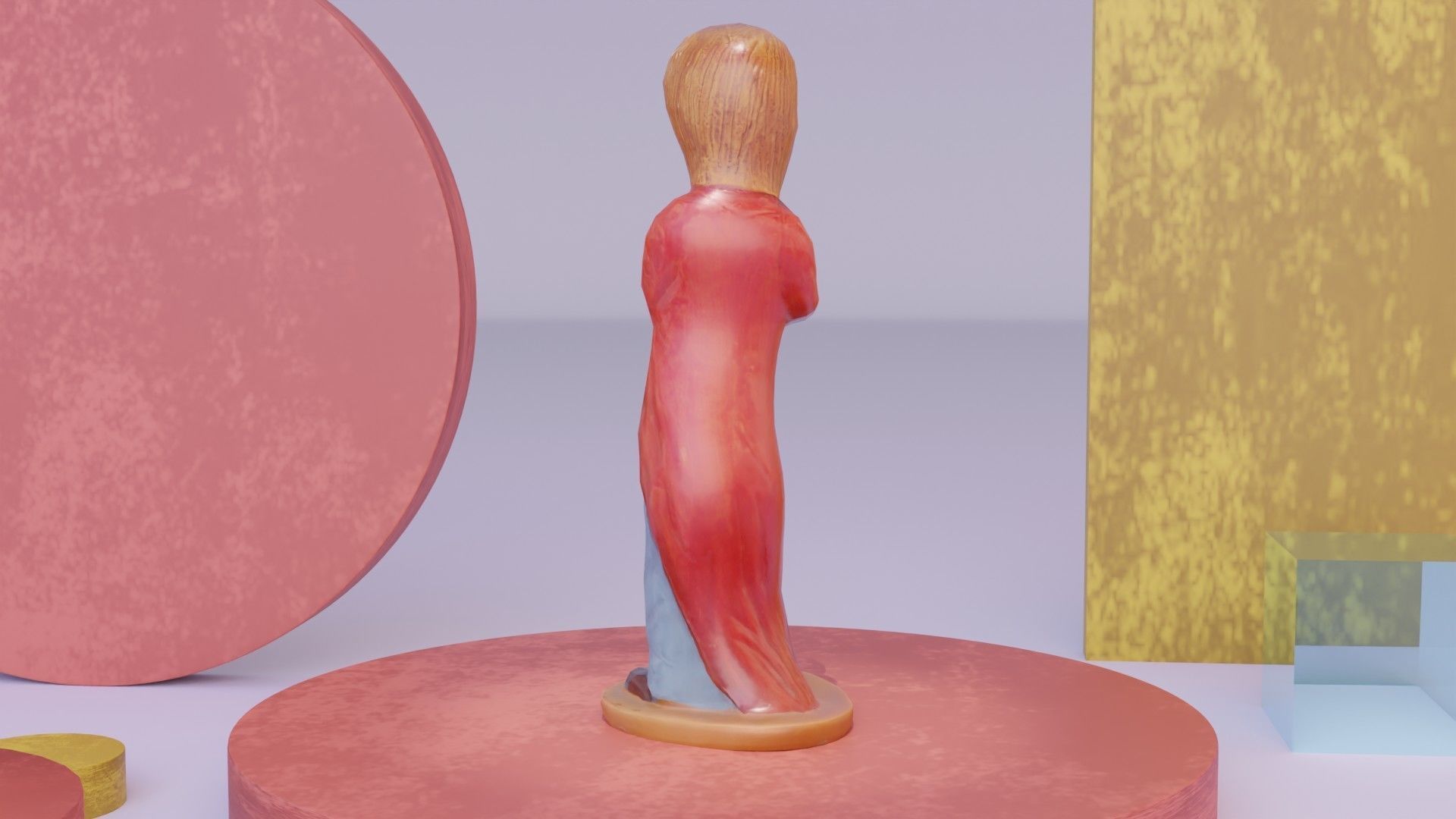 Clown statuette Low-poly 3D model_6